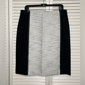 Lafayette 148 Wool Blend Tweed Pencil Skirt w/Knit Side Panels Black Size 12
